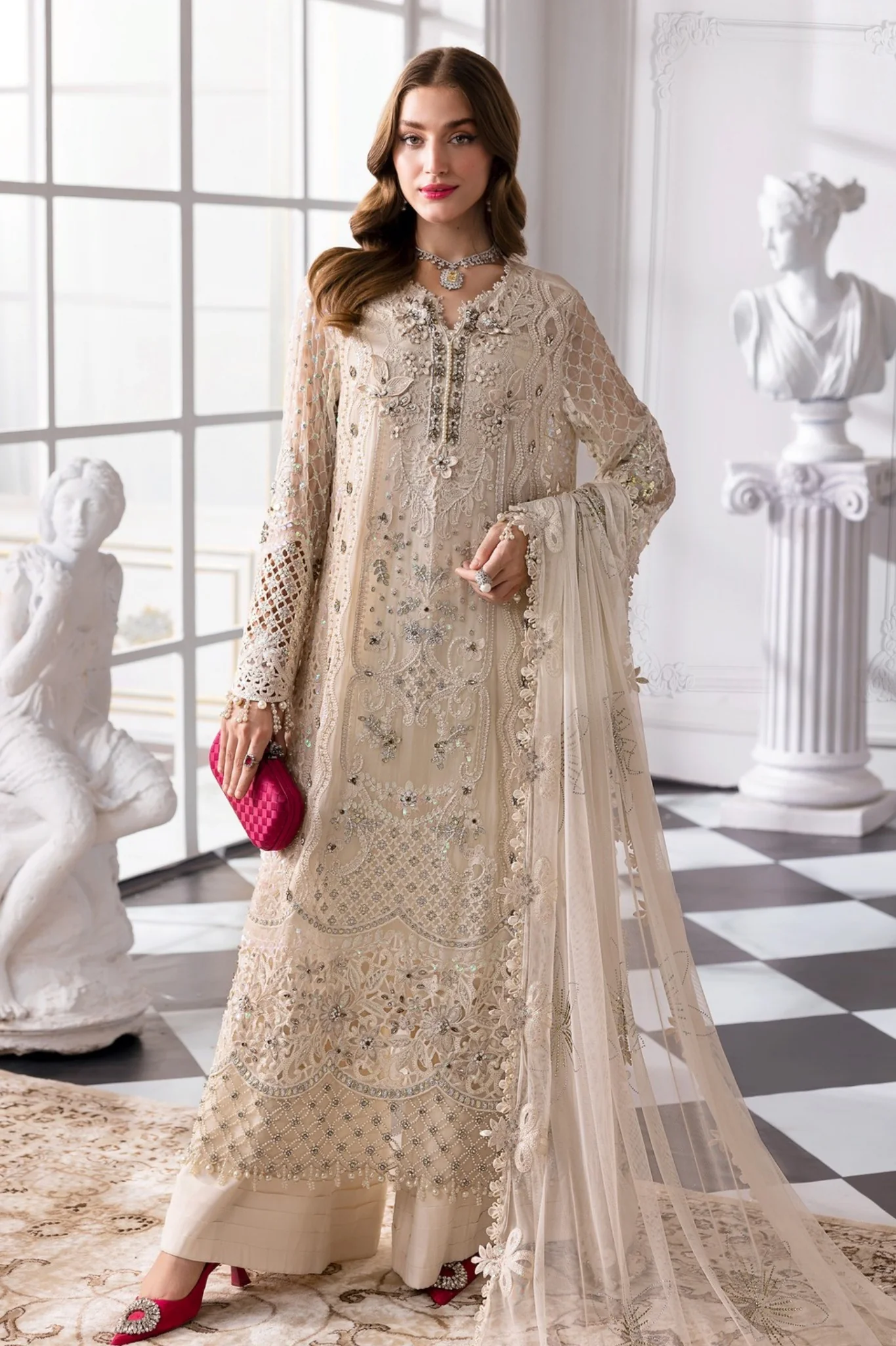 Mbroidered By Maria B Unstitched 3 Piece Wedding Suit-BD-3007