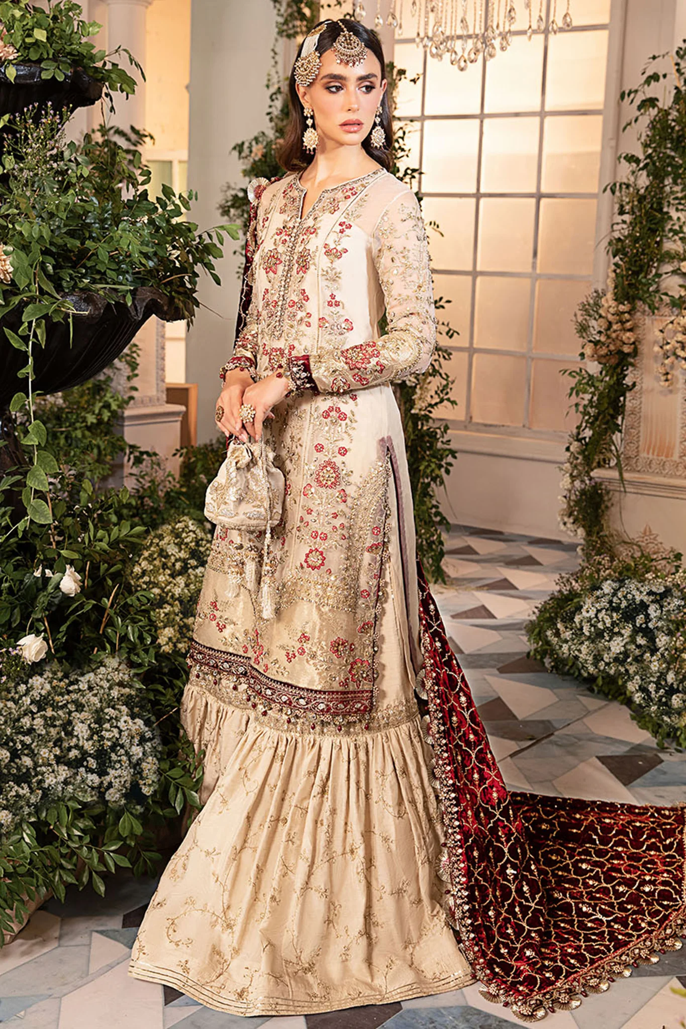 Mbroidered By Maria B Unstitched 3 Piece Wedding Edition Suit-BD-2905 - Image 3