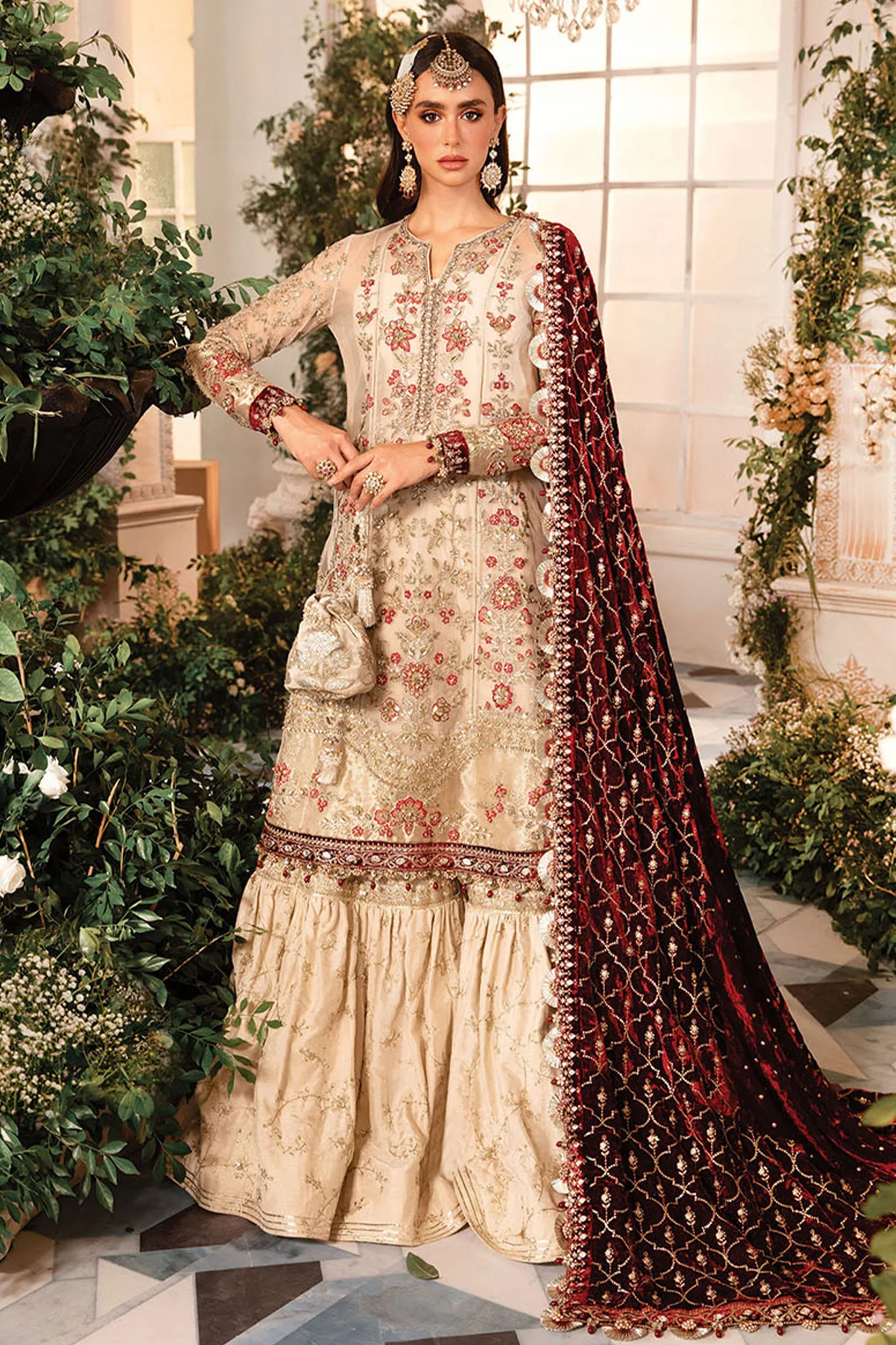 Mbroidered By Maria B Unstitched 3 Piece Wedding Edition Suit-BD-2905 - Image 5