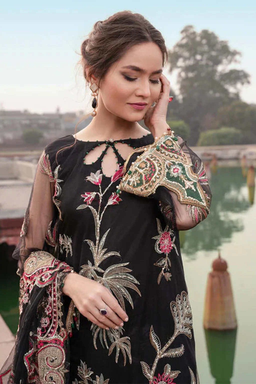 Meeral Unstitched 3 Piece Luxury Formals Pret Suit-Meeral - Surmai - MD-01 - Meeral Luxe - Image 6