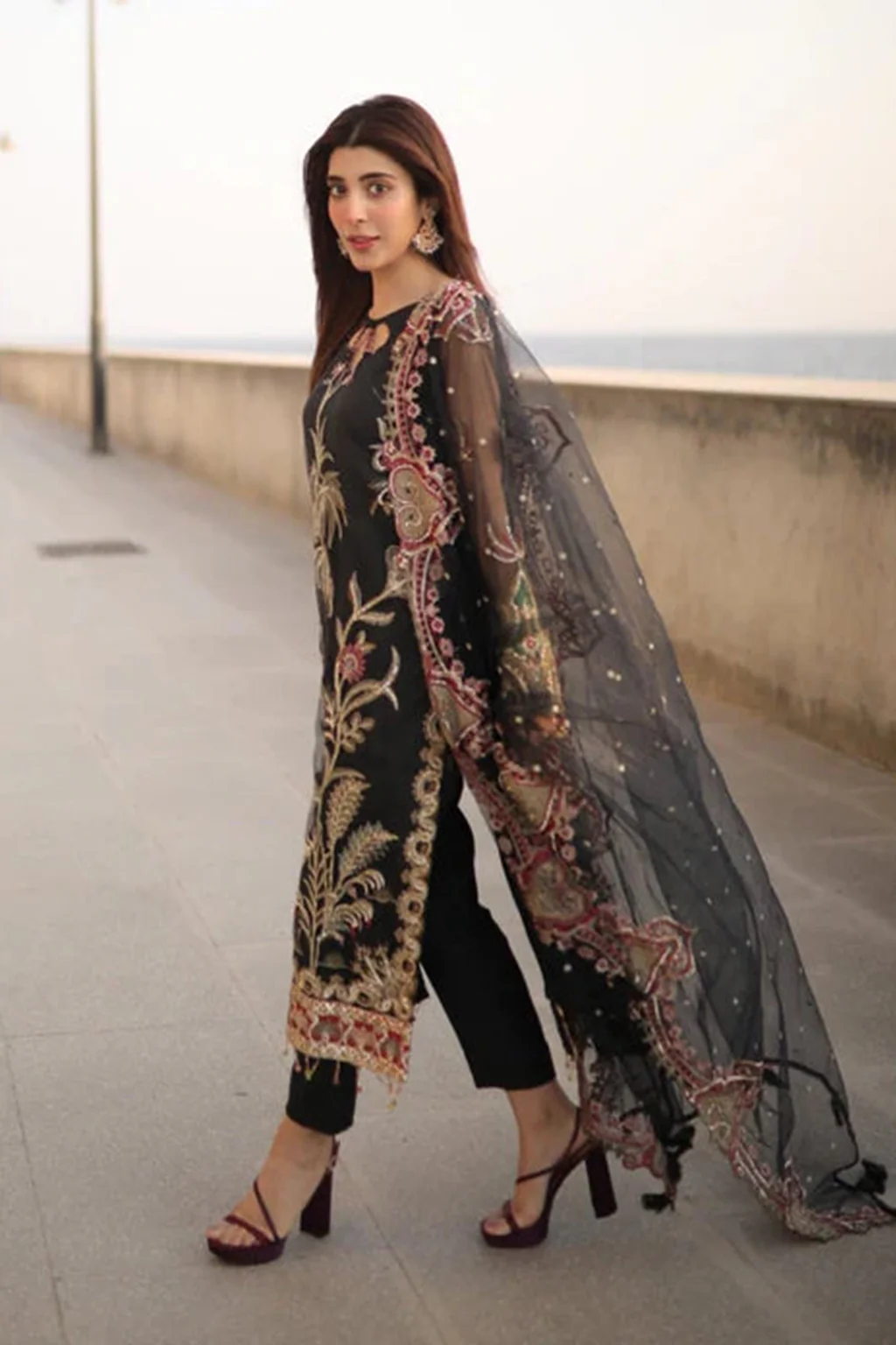Meeral Unstitched 3 Piece Luxury Formals Pret Suit-Meeral - Surmai - MD-01 - Meeral Luxe - Image 9