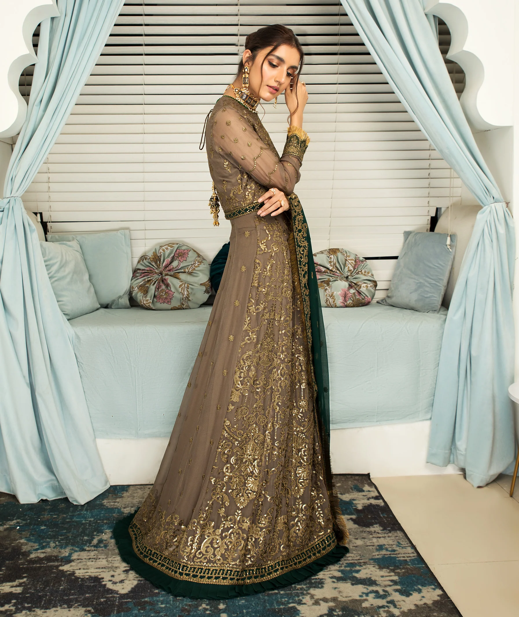 Mehekmah by Zarif Unstitched 3 Piece Chiffon Suit-ZM-02-Henna - Image 2