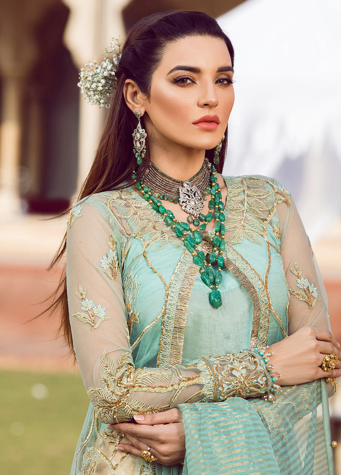 Zohra By Gulaal Unstitched 3 Piece Wedding Suit-Mehrbano Embroidered Net 3 Piece Suit GWF-08 - Image 3