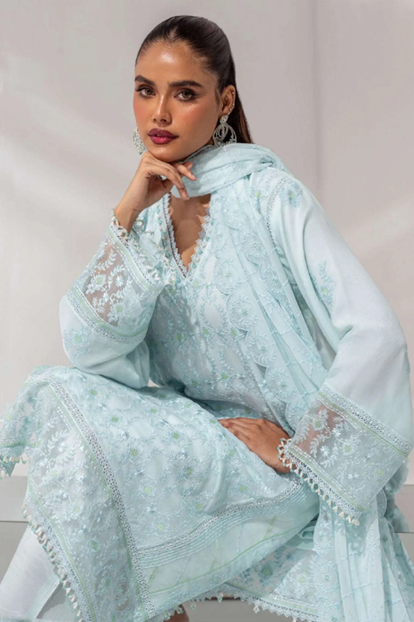 Mehru By Guzel Stitched 3 Piece Festive Formals Suit-Badal - Image 2