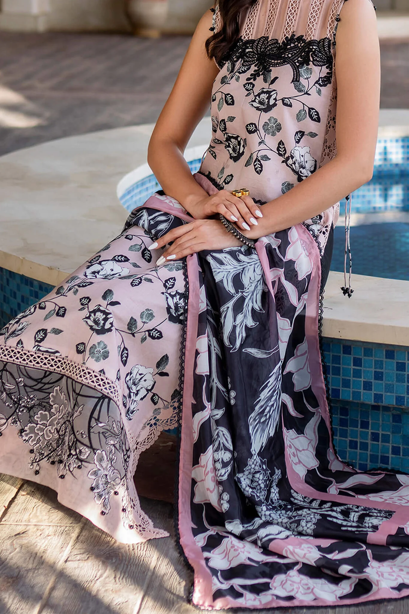 Meraki By Asifa Nabeel Unstitched 3 Piece Digital Printed Lawn Vol-02 Suit-MK-02-Gul - Image 5