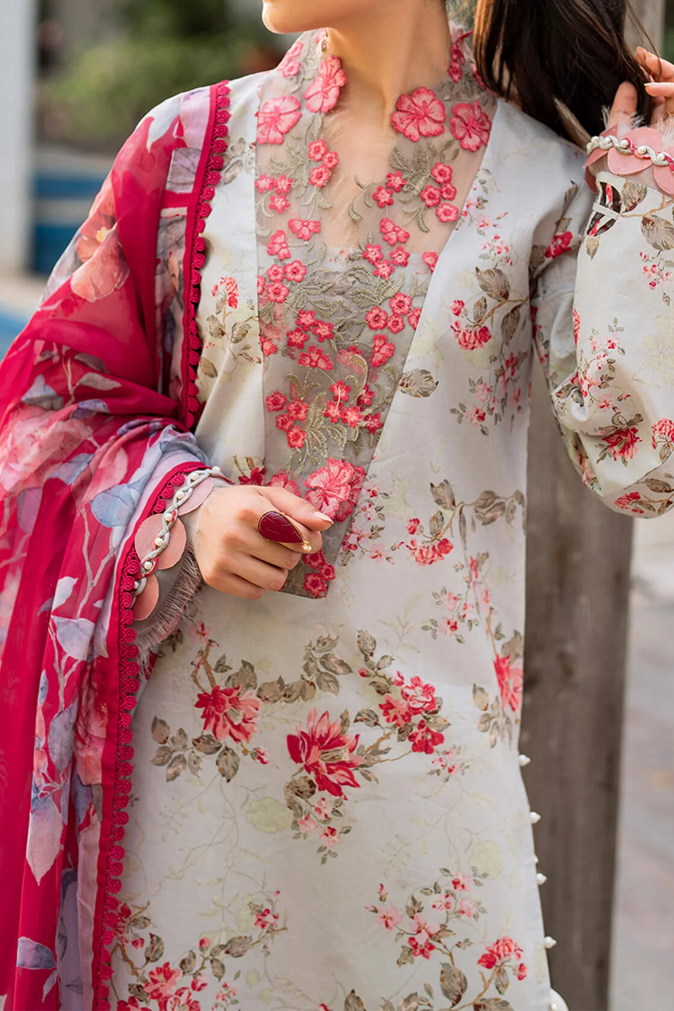 Meraki By Asifa Nabeel Unstitched 3 Piece Digital Printed Lawn Vol-02 Suit-MK-08-Chambeli - Image 2