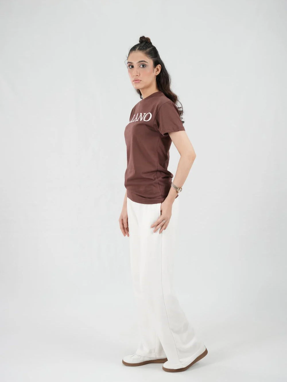 Mercato Round Neck Brown Shirt - Image 4