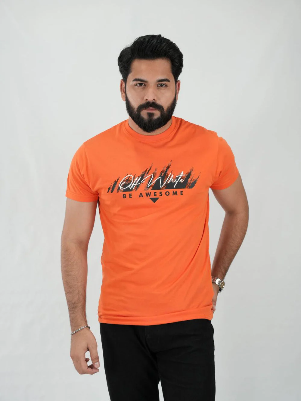 Mercato Round Neck Orange Shirt - Image 2