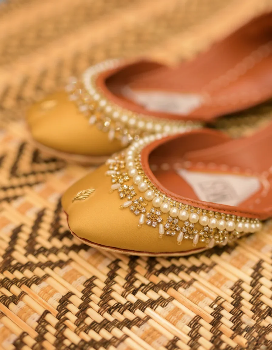 Mgs Style Khussa Collection-Lustre Pearl Ensemble Golden Aura