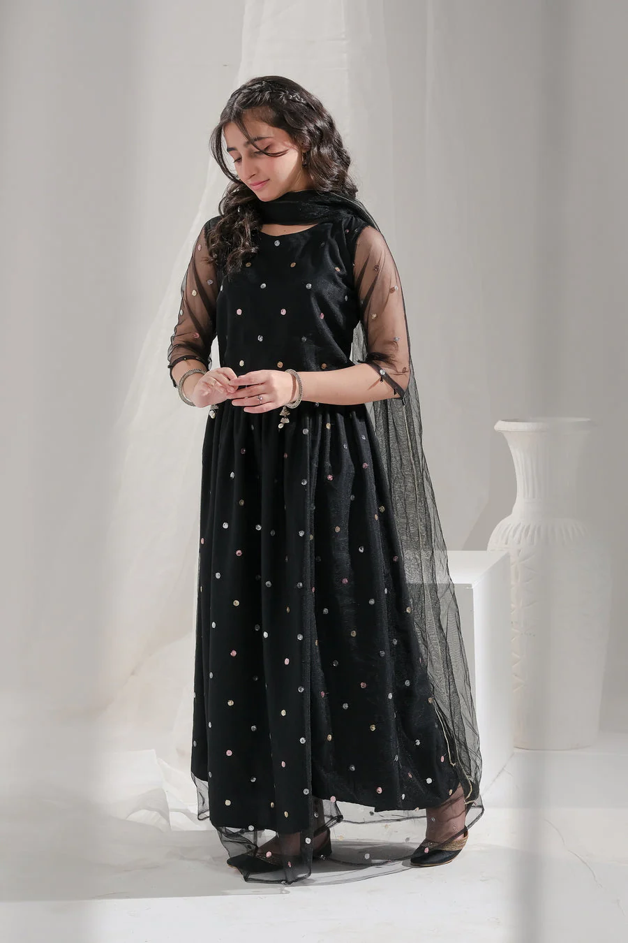 Sprinkles Stitched 3 Piece Formals Festive Kids Suit-Midnight Bloom - 3pcs - Image 8