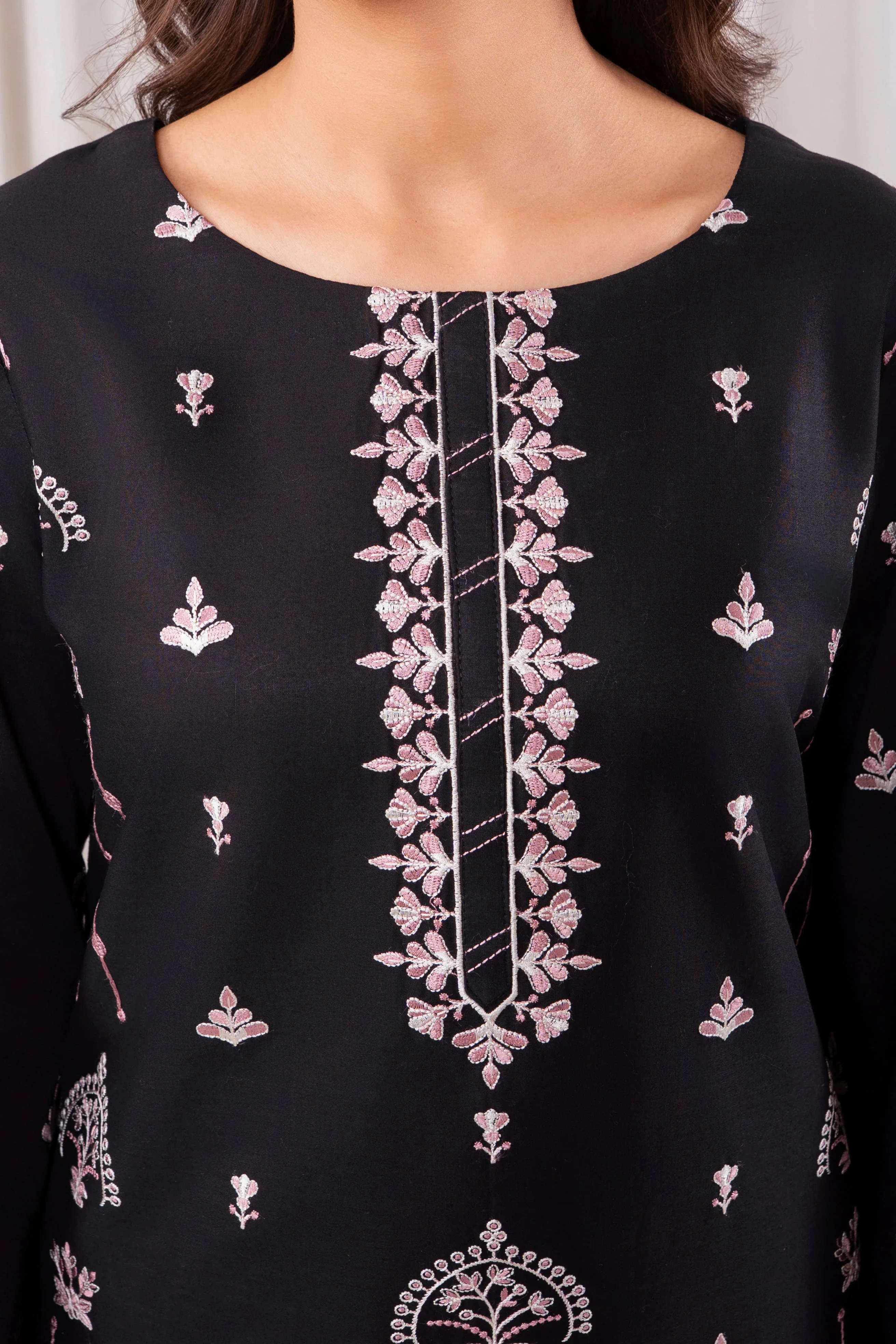 Zoya Zafar Stitched 2 Piece Cotton Suit-Midnight Blossom - Image 6
