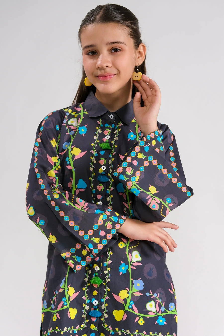 Sprinkles Stitched 2 Piece Summer Co Ord Sets Kids Suit-Midnight Flora - 2pcs - Image 2