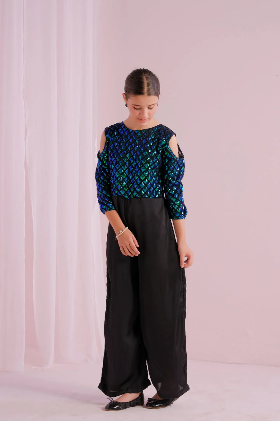 Sprinkles Stitched 1 Piece Formals Jumpsuit Kids Suit-Midnight Gleam Jumpsuit - Image 5
