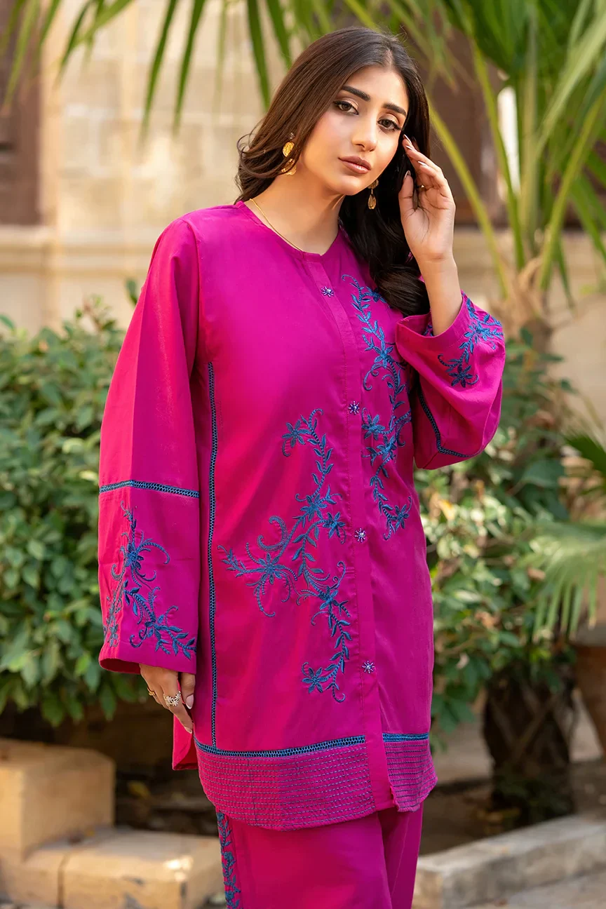 Dhaga Stitched 2 Piece Summer Suit-Midnight Magenta - Image 7