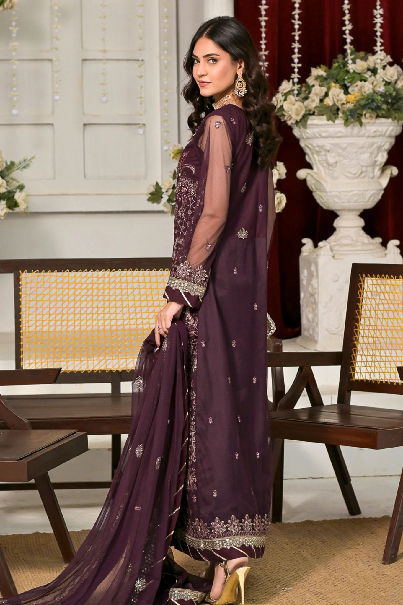 Minhal By Feel Strawberry Unstitched 3 Piece Luxury Festive Suit-FLS-03 - Image 3