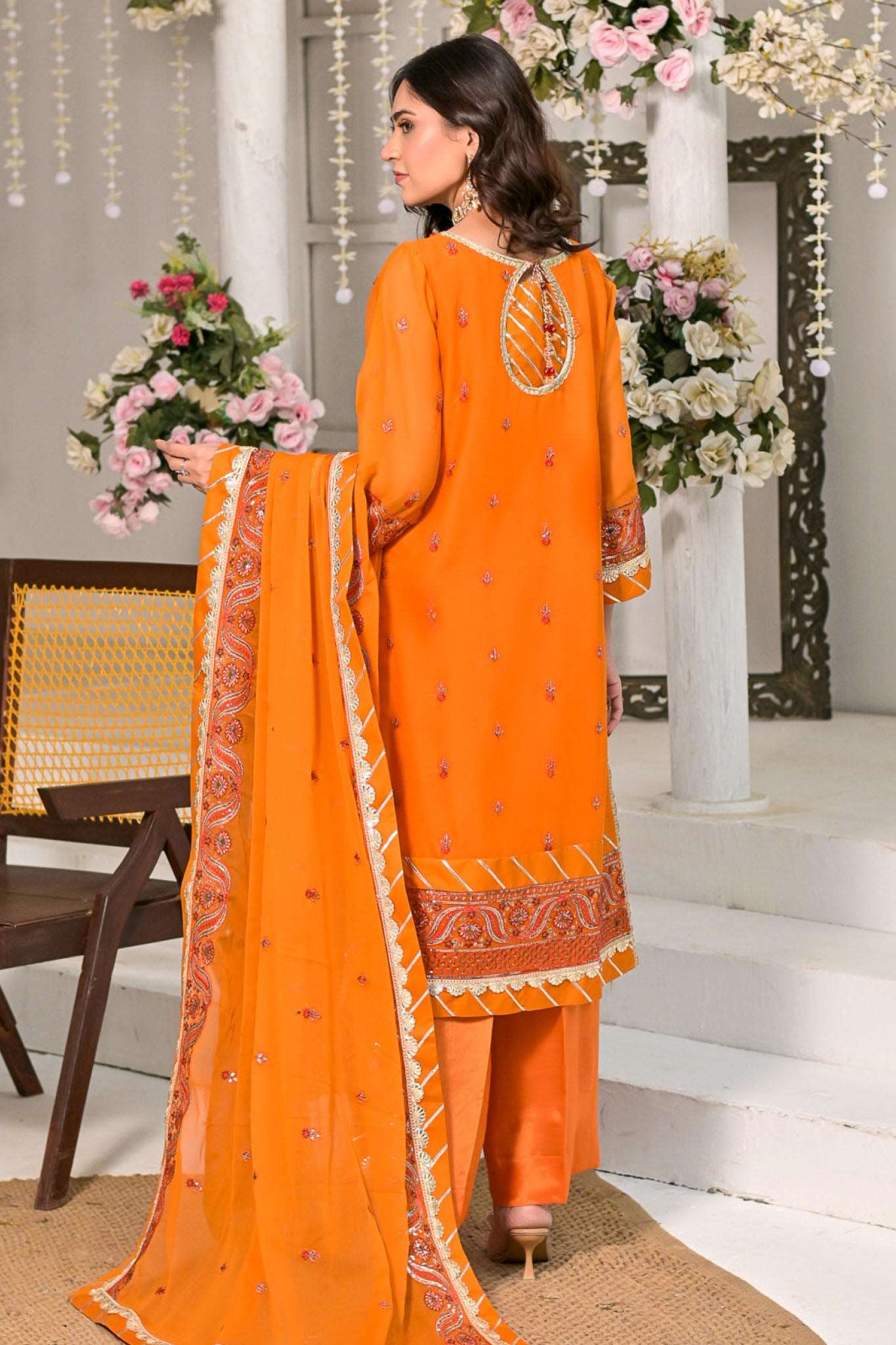 Minhal By Feel Strawberry Unstitched 3 Piece Luxury Festive Suit-FLS-04 - Image 3