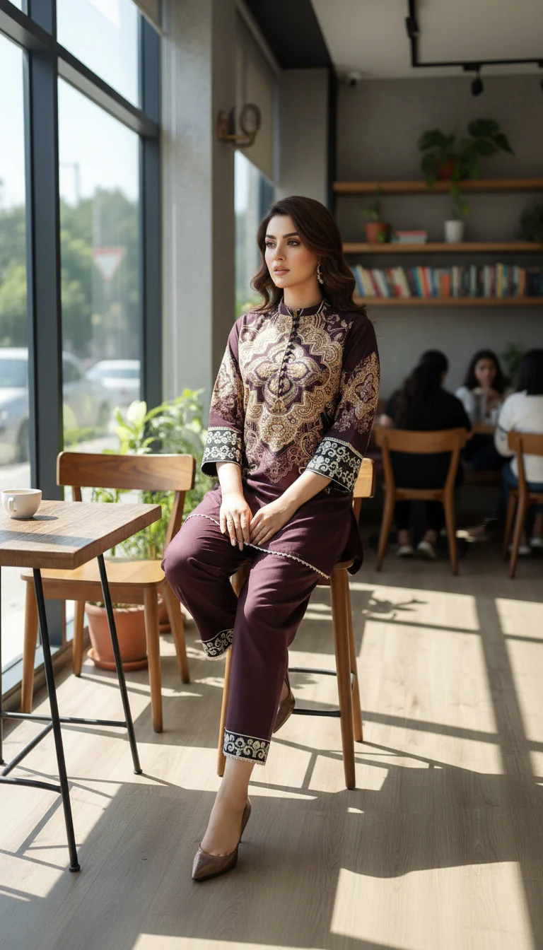Miraal By Nairah Stitched 2 Piece Premium Blended Cambric Suit-Marrakech - Image 5