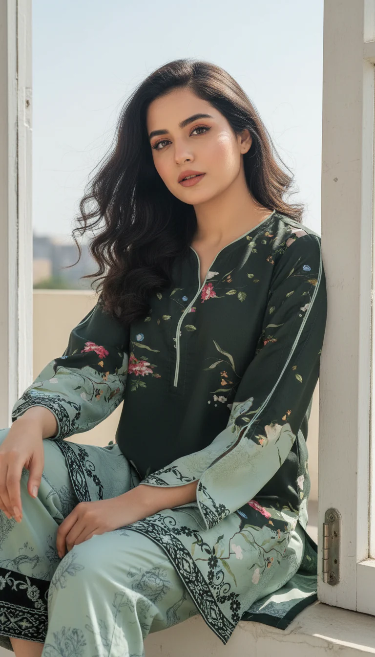 Miraal By Nairah Stitched 2 Piece Premium Blended Cambric Suit-Split - Image 3