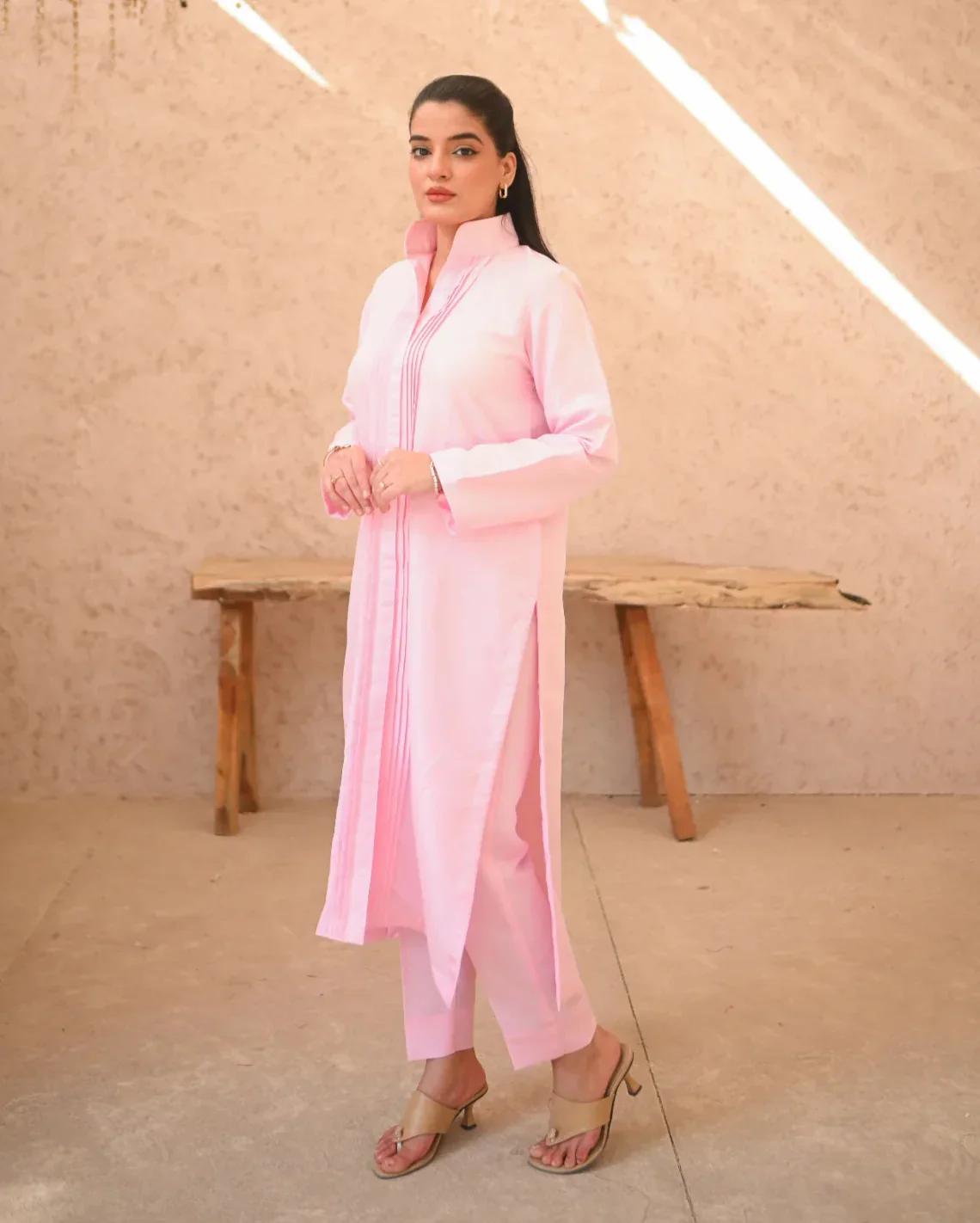 Zauk Stitched 2 Piece Collection-Misty Rose - Image 7