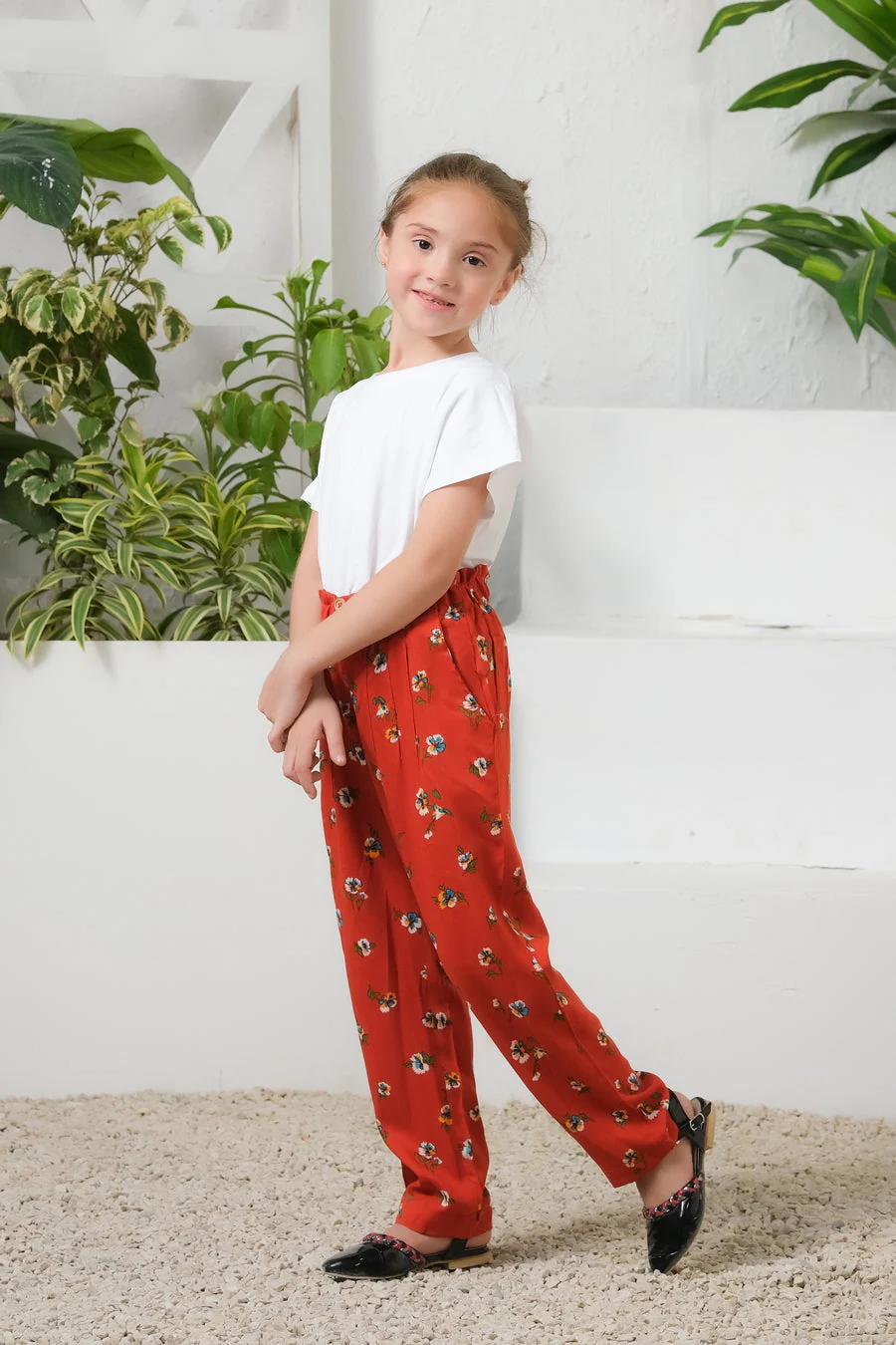 Sprinkles Stitched 1 Piece Summer Bottoms Kids Suit-Mod Floral Print Wide Leg Trouser - Image 8