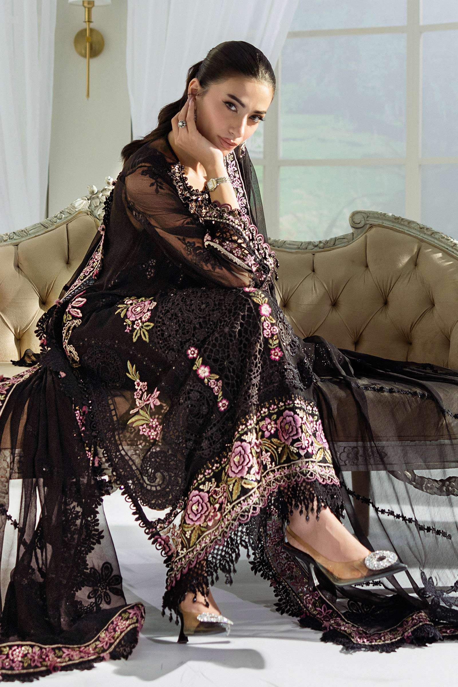 Maria B Unstitched 3 Piece Luxury Chiffon Suit-MPC-25-104 - Image 4