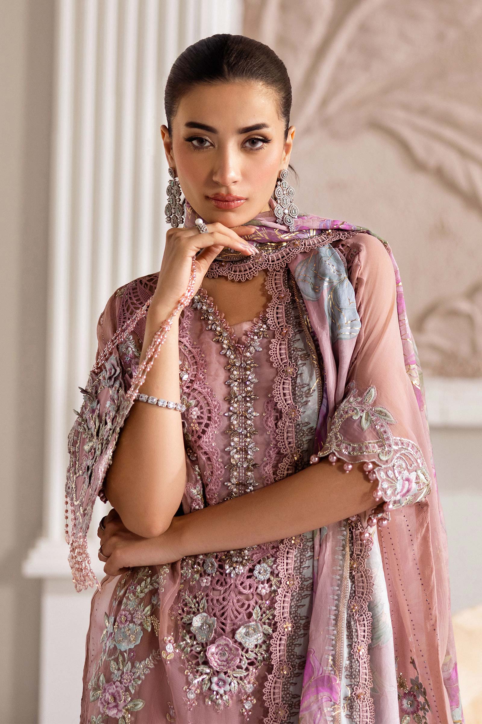 Maria B Unstitched 3 Piece Luxury Chiffon Suit-MPC-25-105 - Image 6