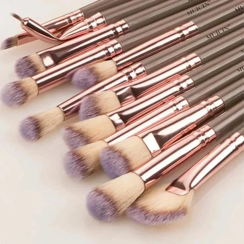 Muicin-Vegan Eyebrow Brush Set With Pouch - 12 Pieces - Image 4