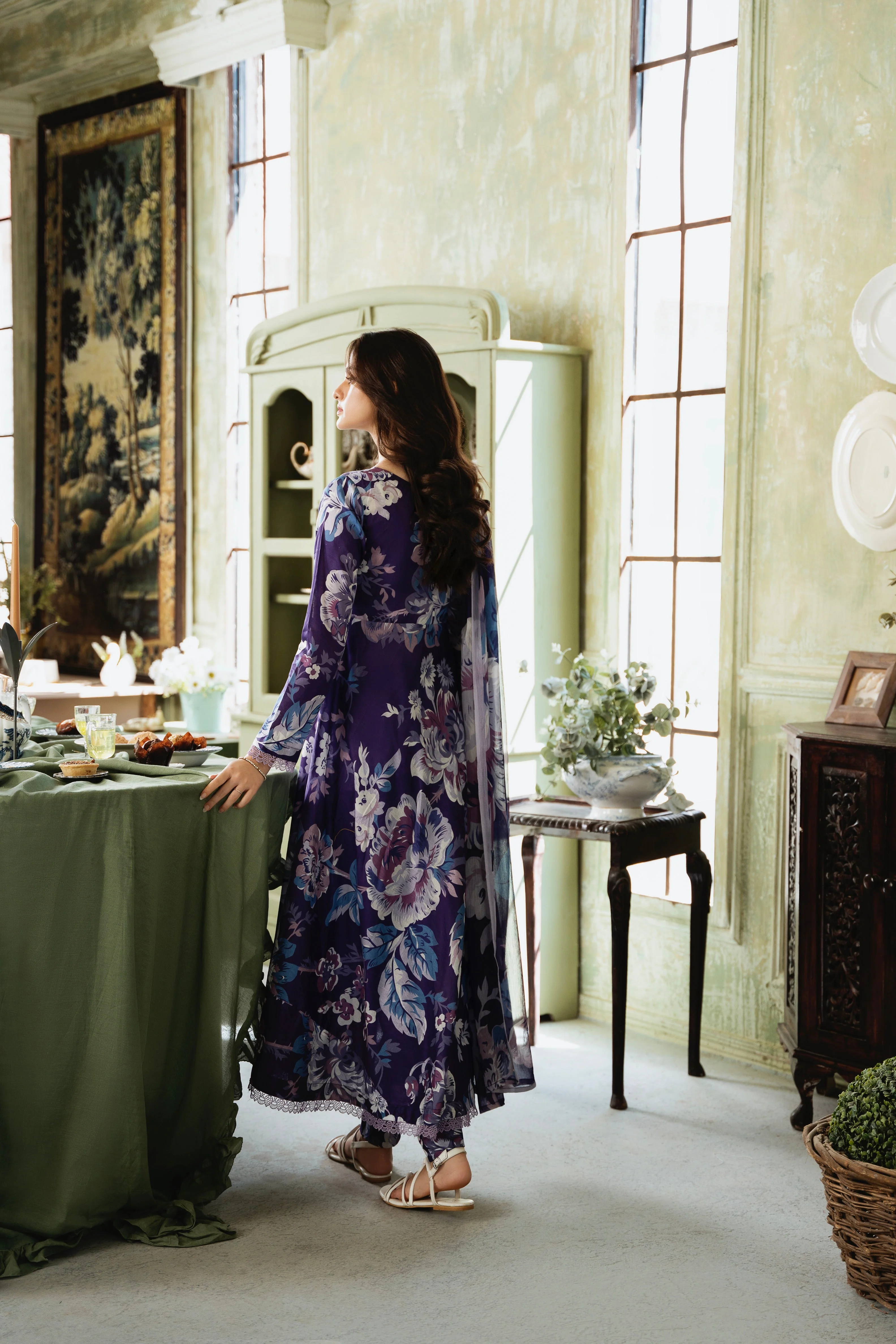 Feathers Unstitched 3 Piece Summer Collection-Mulberry-FT393 - Image 4