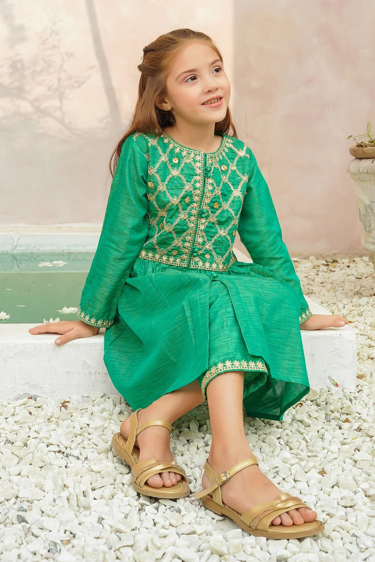 Ochre Clothing Multi Yarn Cotton Hand Adda Work 3 Pc Suit - Image 5