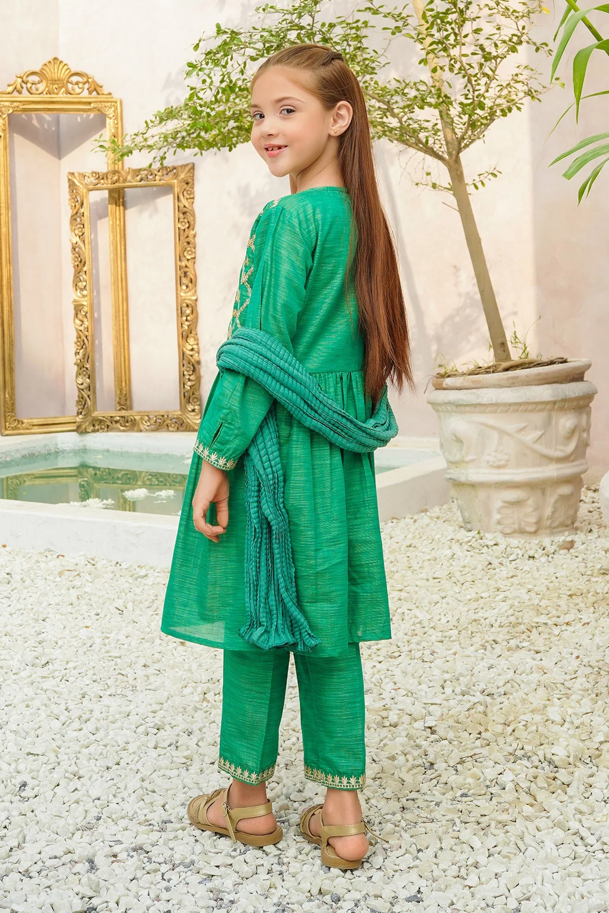 Ochre Clothing Multi Yarn Cotton Hand Adda Work 3 Pc Suit - Image 6