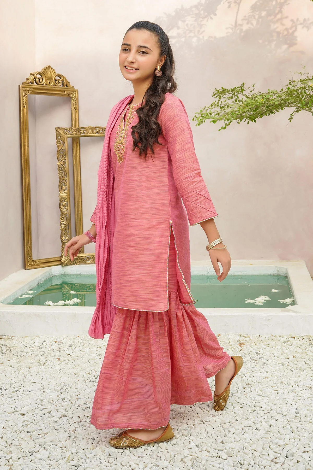 Ochre Clothing Multi Yarn Cotton Hand Adda Work 3 Pc Suit - Image 4