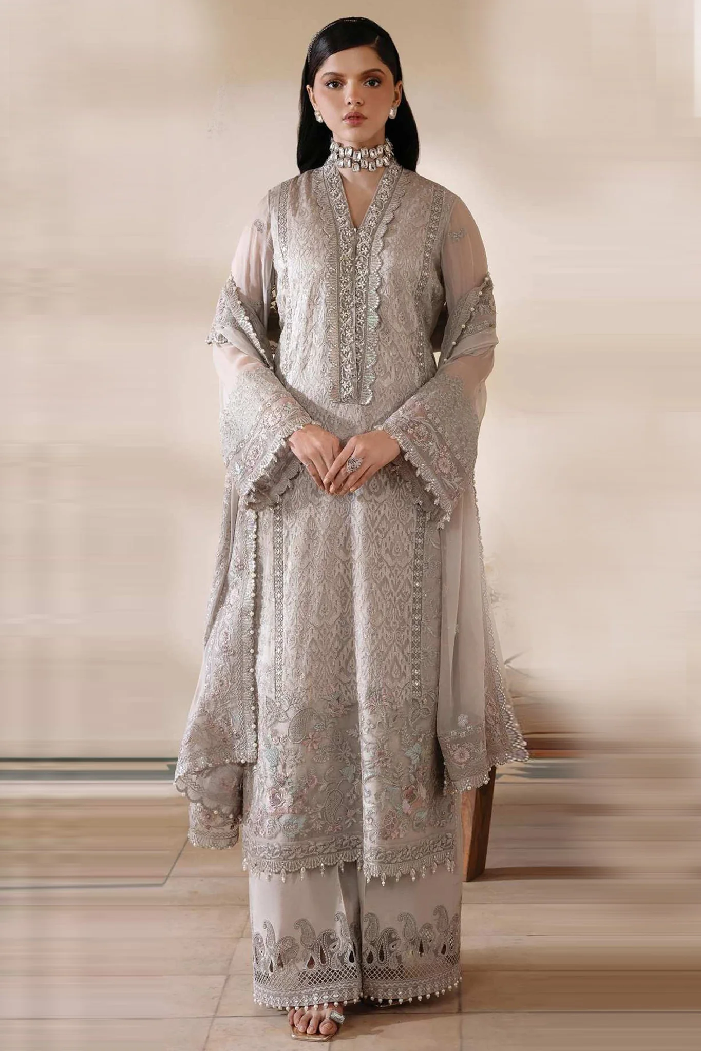 Muse By Serene Unstitched 3 Piece Luxury Festive Chiffon Suit-S-1079-Lumeire