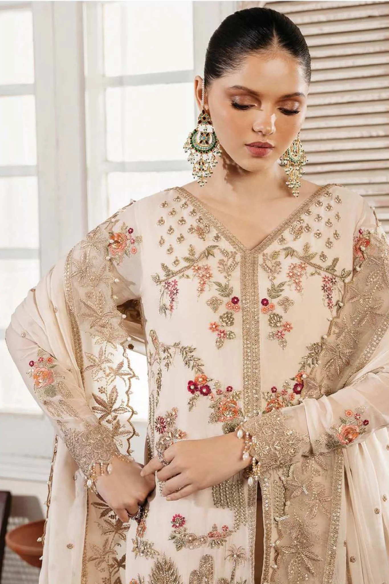 Muse By Serene Unstitched 3 Piece Luxury Festive Chiffon Suit-S-1081-Perle - Image 2
