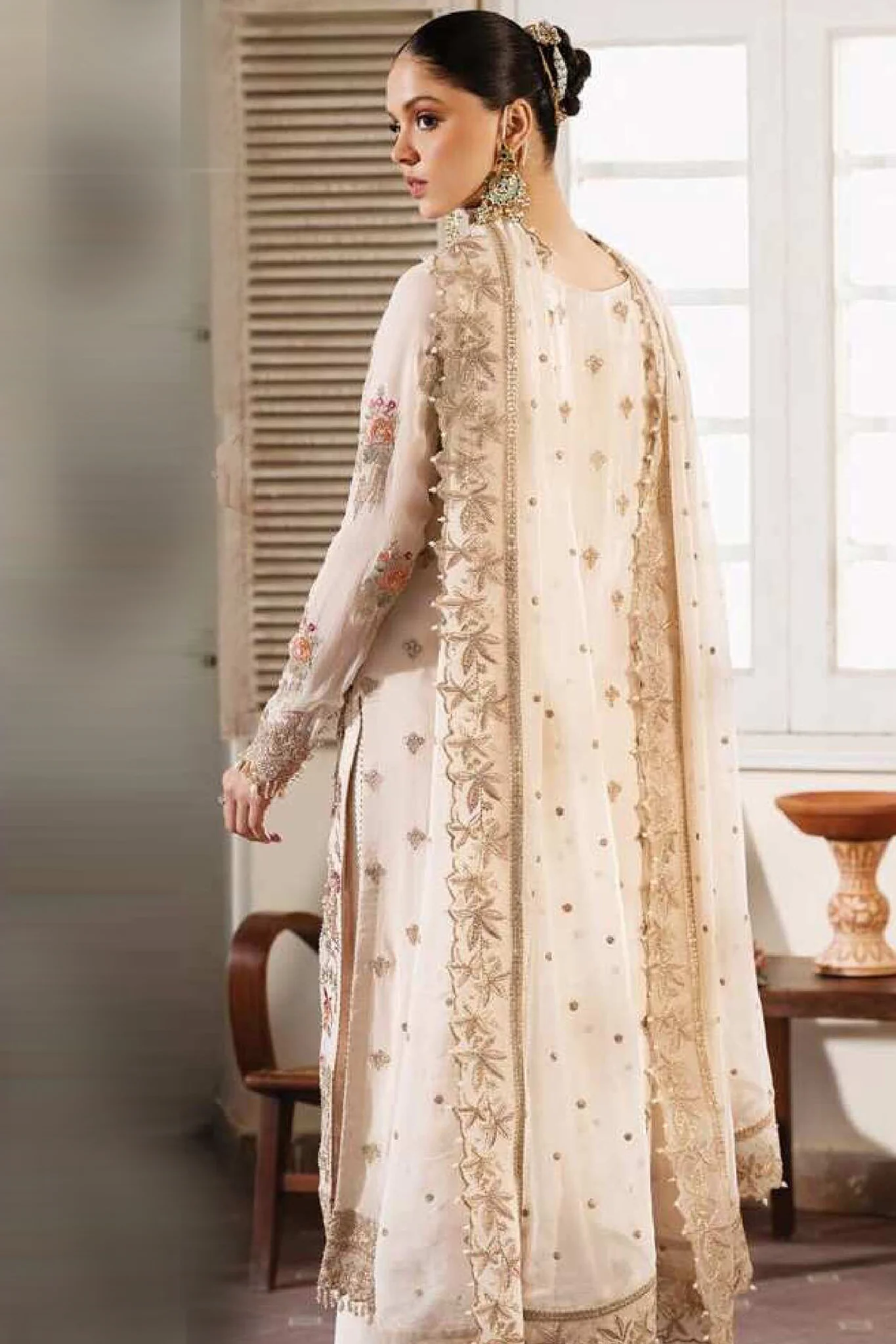 Muse By Serene Unstitched 3 Piece Luxury Festive Chiffon Suit-S-1081-Perle - Image 3