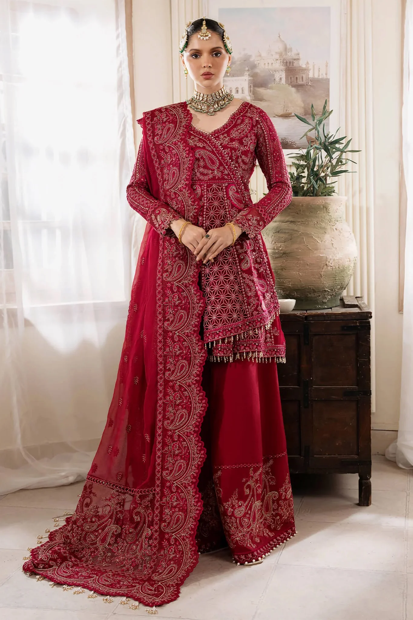 Muse By Serene Unstitched 3 Piece Luxury Festive Chiffon Suit-S-1085-Cherie