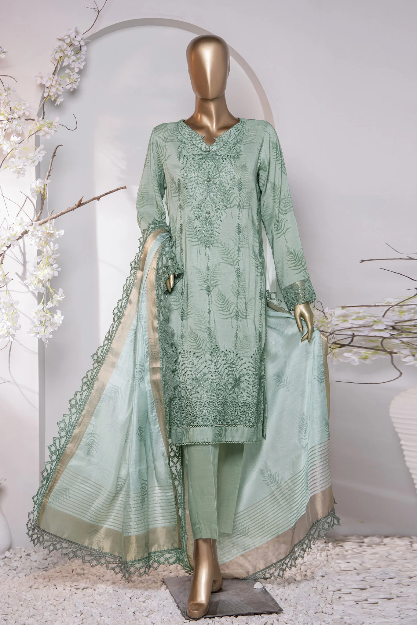Muse Luxury By HZ Unstitched 3 Piece Emb Raw Silk Suit-MRE-157