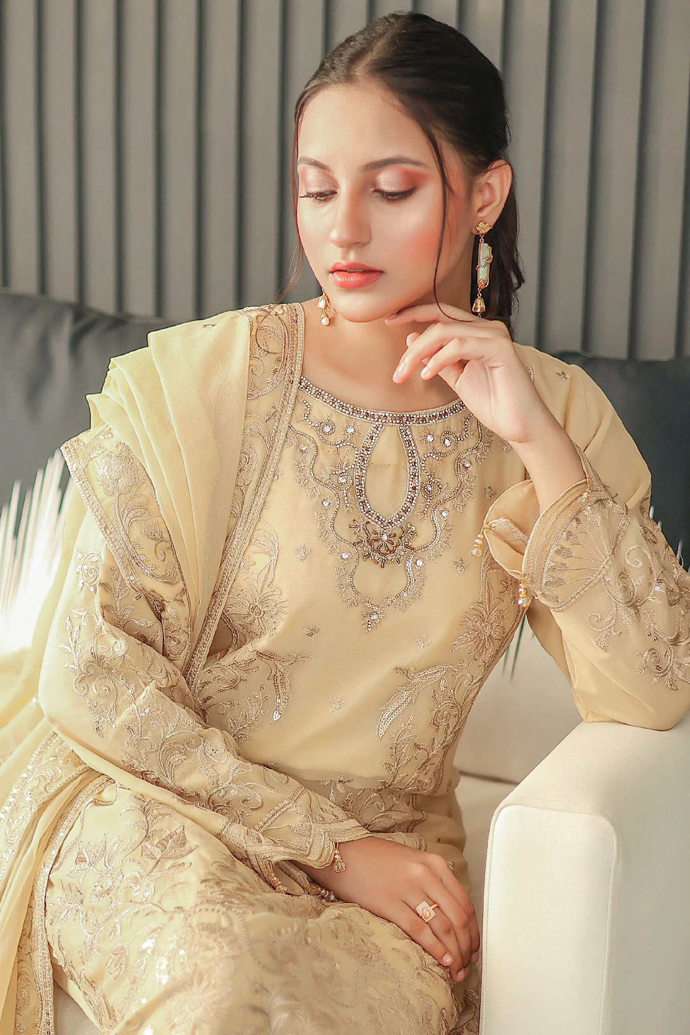 Mushq By Azmeerah Stitched 3 Piece Luxury Chiffon Pret Collection-05-Amore - Image 5