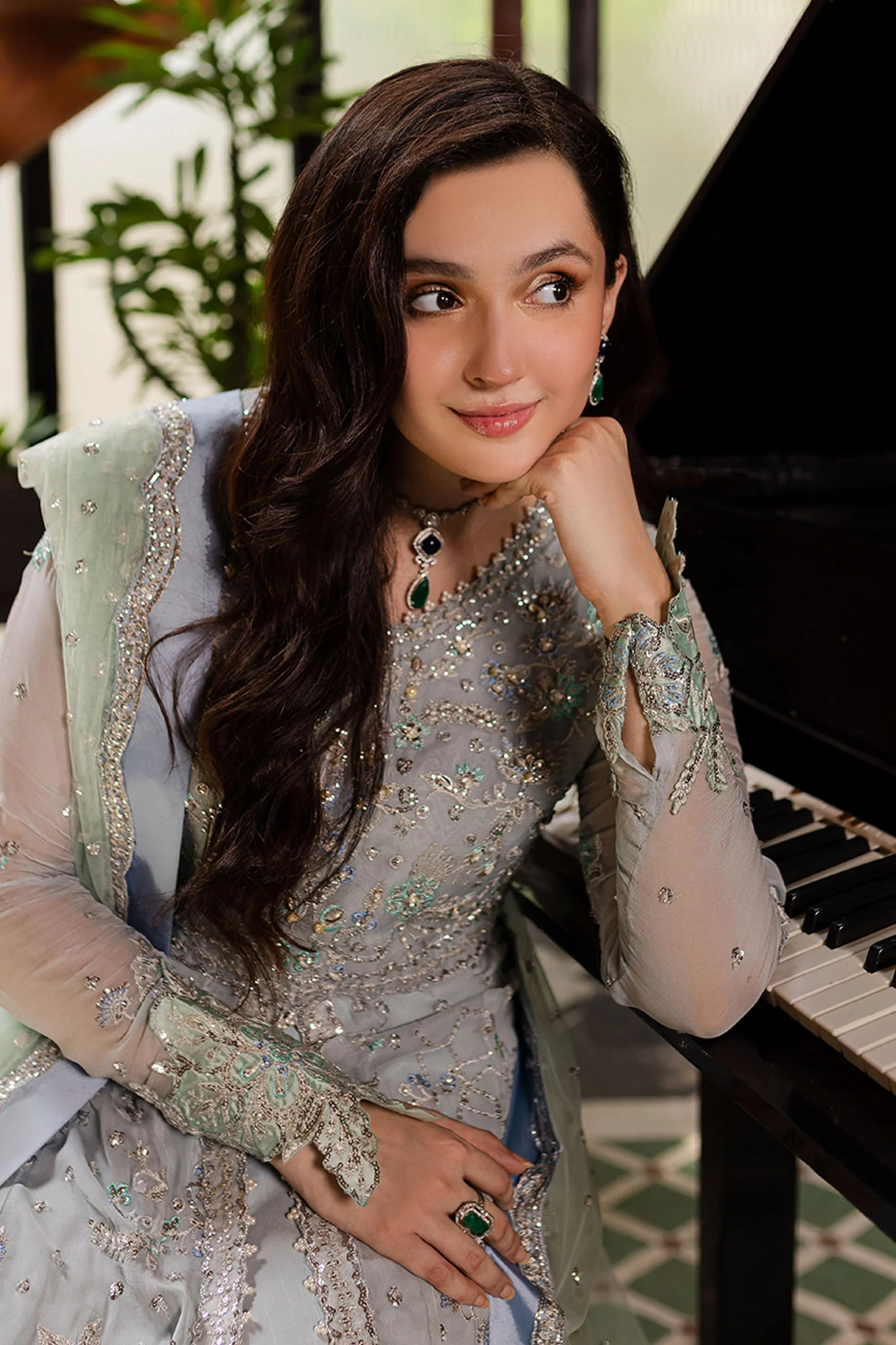 Naira By Roheenaz Unstitched 3 Piece Luxury Chiffon Suit-RNZ-08-Aaliyah - Image 2