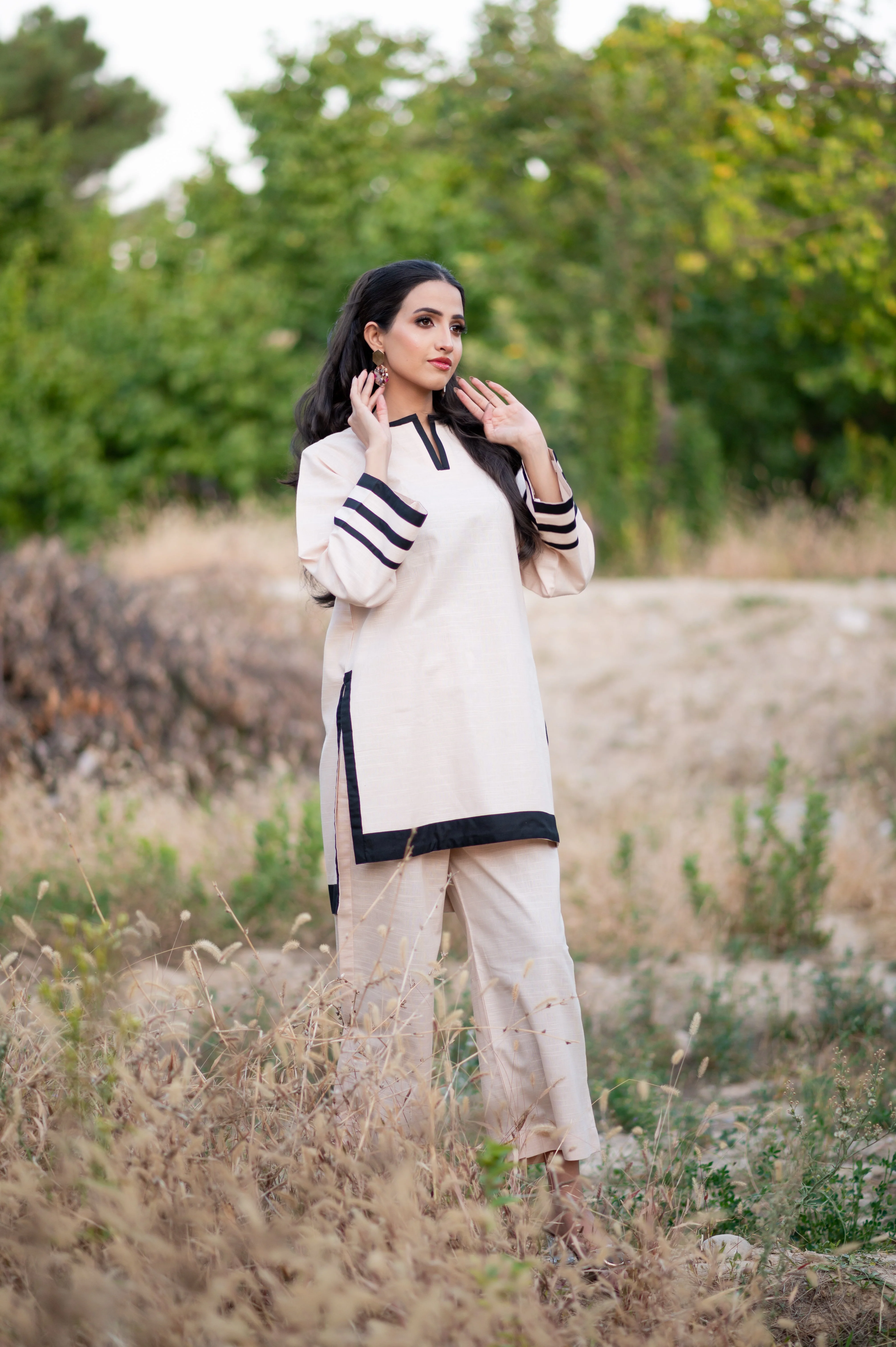 Ravayat By Ariya Apparel Stitched 2 Piece Classic Contrast Co-ord Set Suit-Nashita