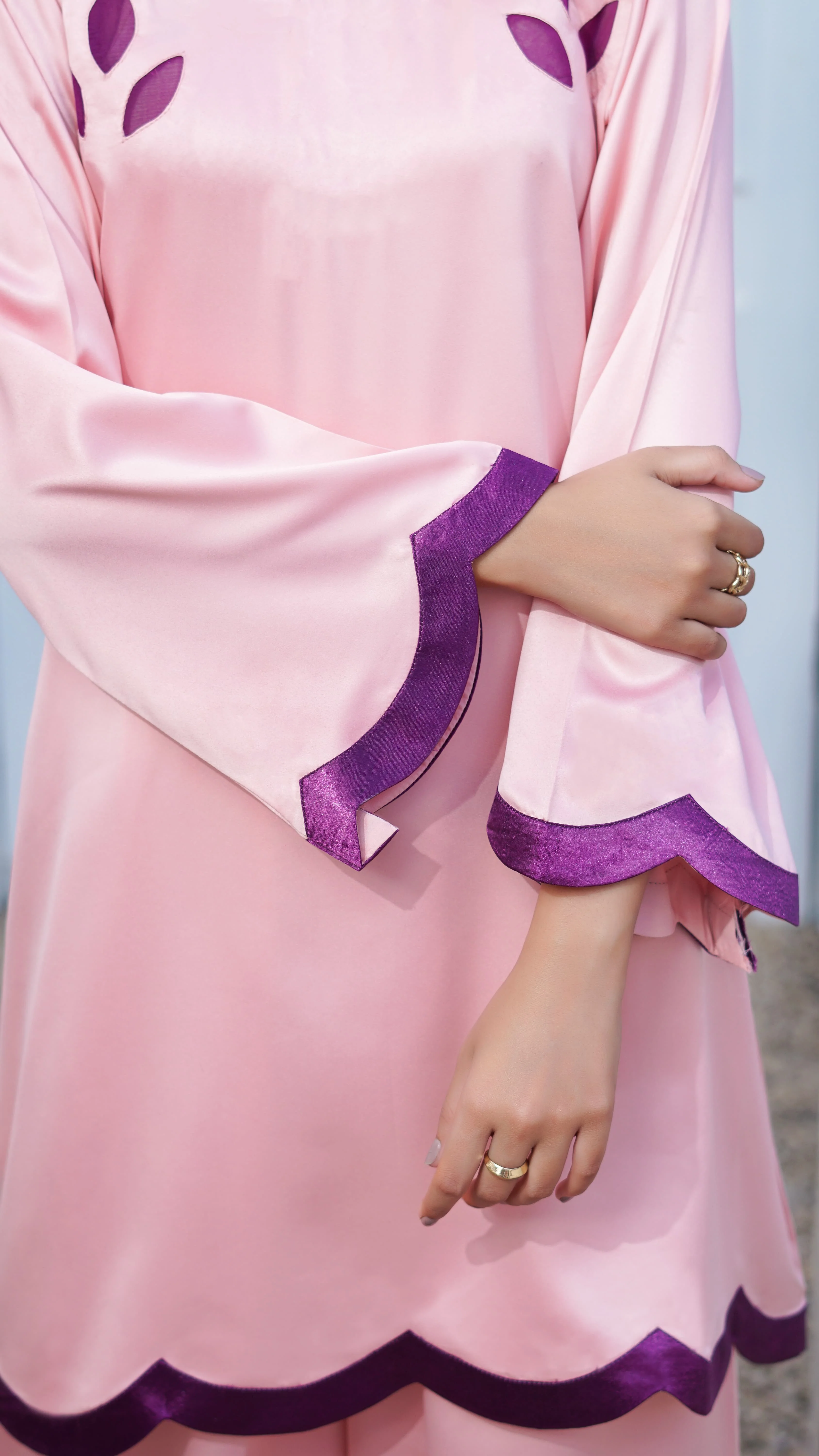 Premier Essence By Neesh Stitched Co Ords Summer Suit-Duskyplum - 2 Piece - Image 5
