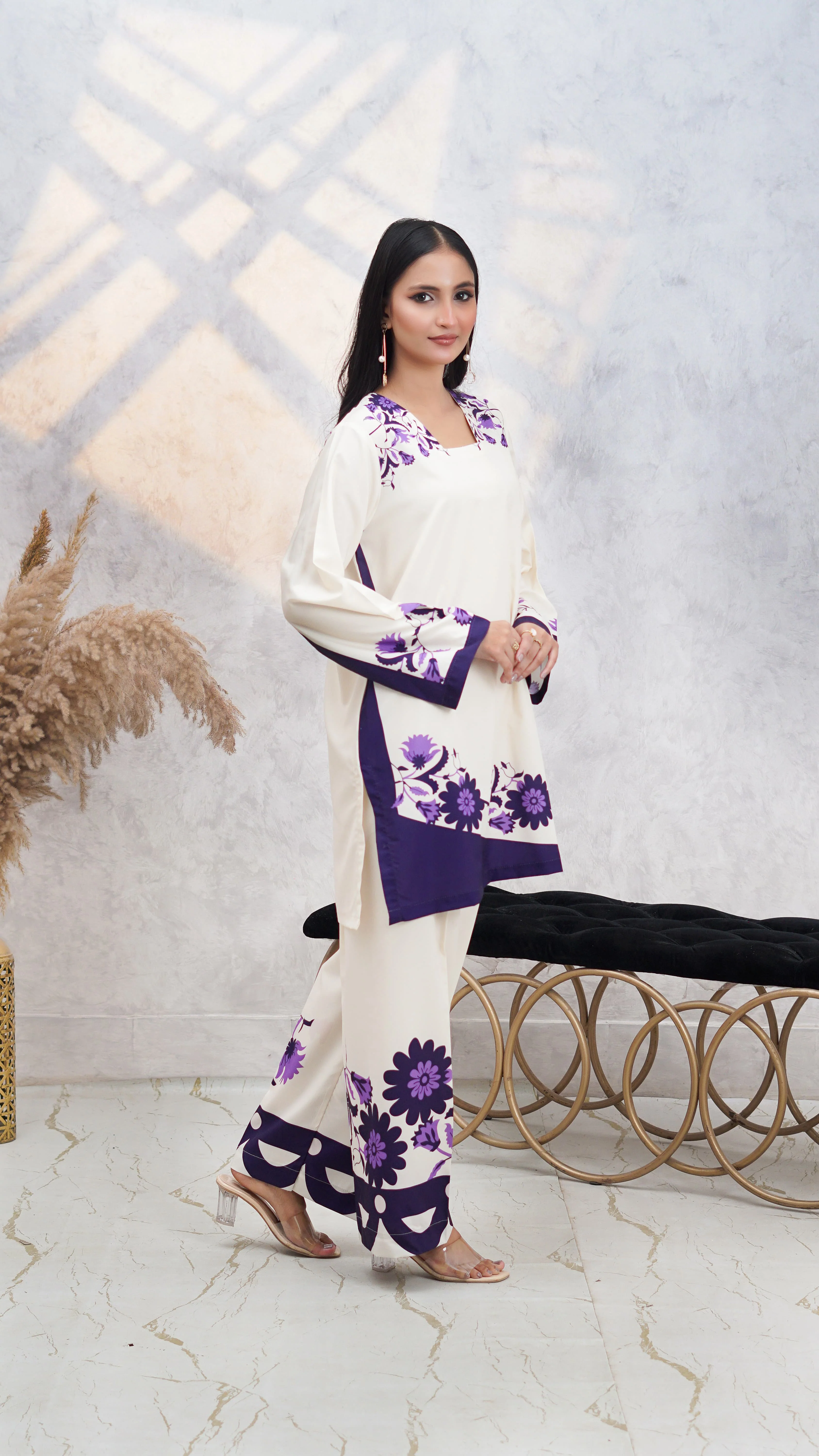 Premier Essence By Neesh Stitched Co Ords Summer Suit-Fondent - 2 Piece - Image 2