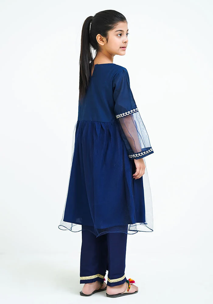 Ochre Clothing Net Embroidered 3 Pc Suit - Image 3