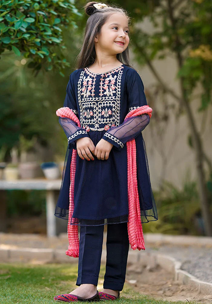 Ochre Clothing Net Embroidered 3 Pc Suit - Image 4