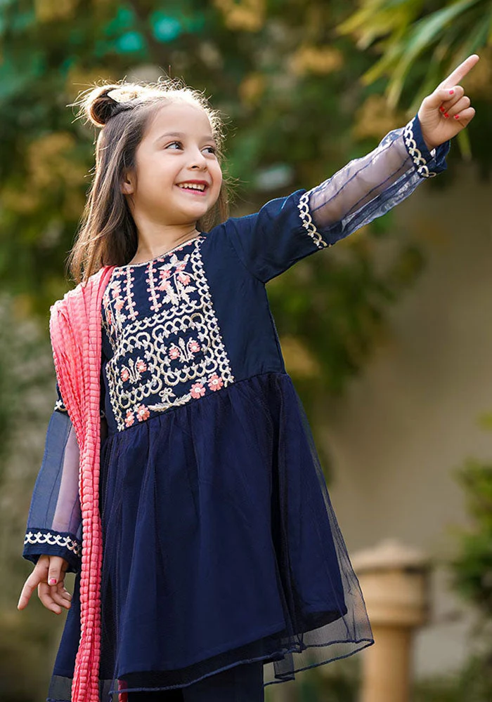 Ochre Clothing Net Embroidered 3 Pc Suit - Image 7