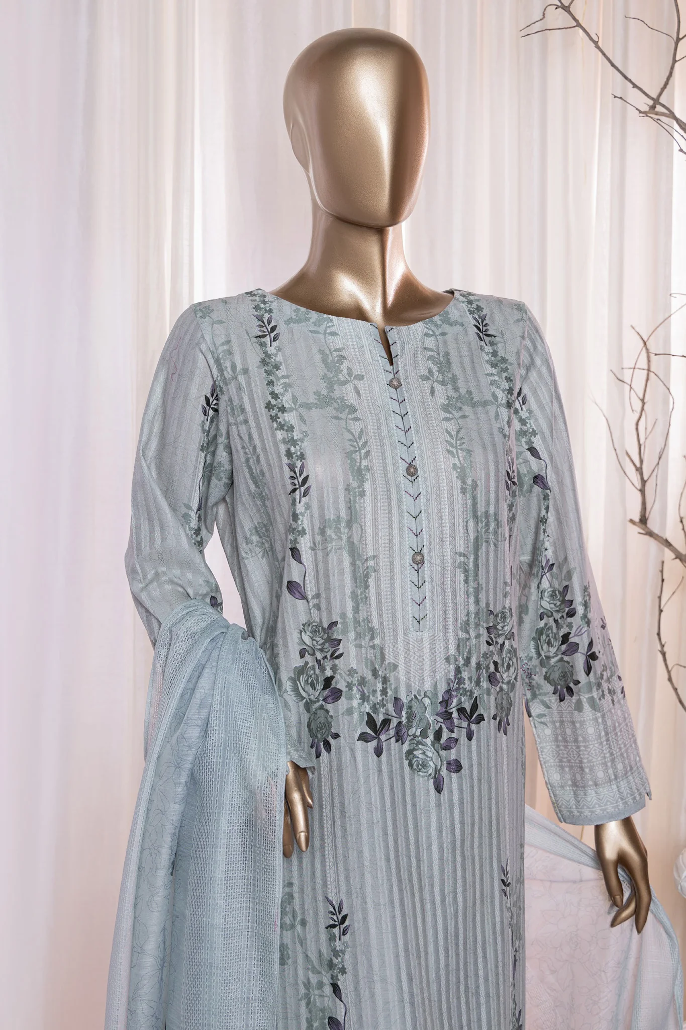 Ninokara Prints By HZ Unstitched 3 Piece Digital Printed Lawn Suit-NP-206 - Image 2