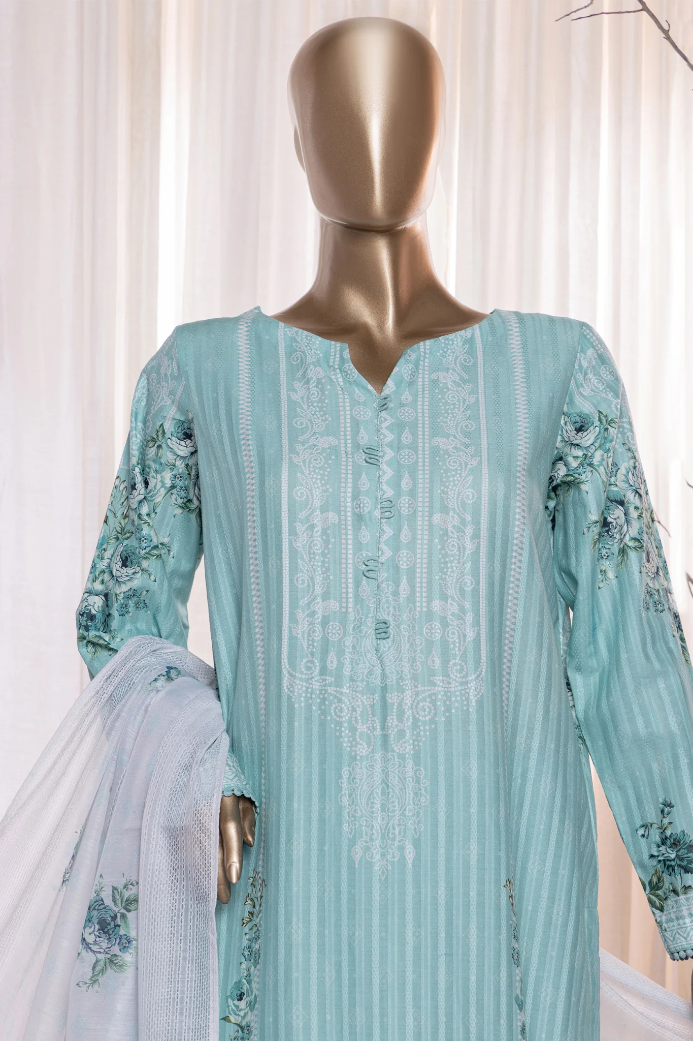 Ninokara Prints By HZ Unstitched 3 Piece Digital Printed Lawn Suit-NP-207 - Image 2