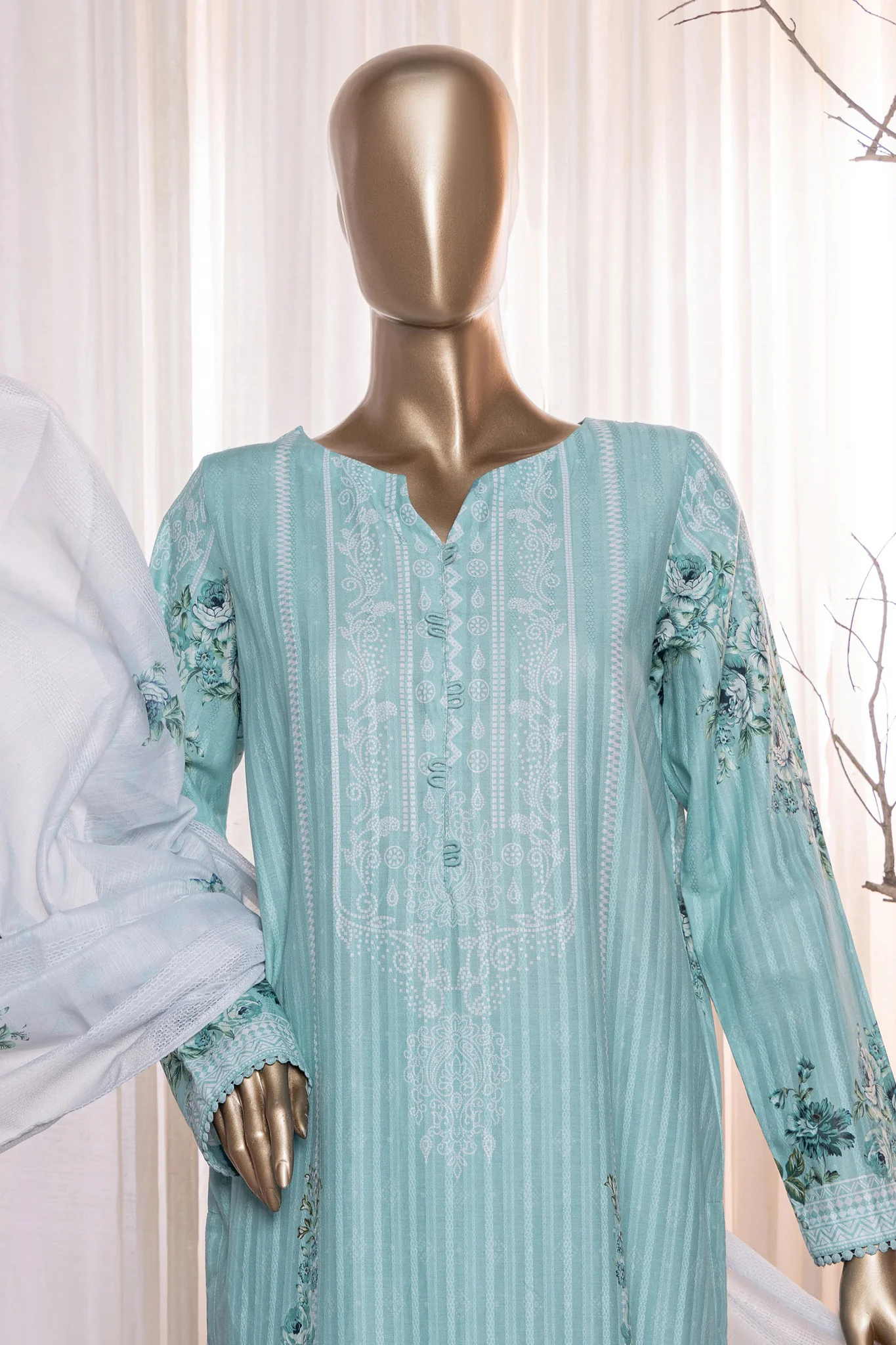 Ninokara Prints By HZ Unstitched 3 Piece Digital Printed Lawn Suit-NP-207 - Image 4
