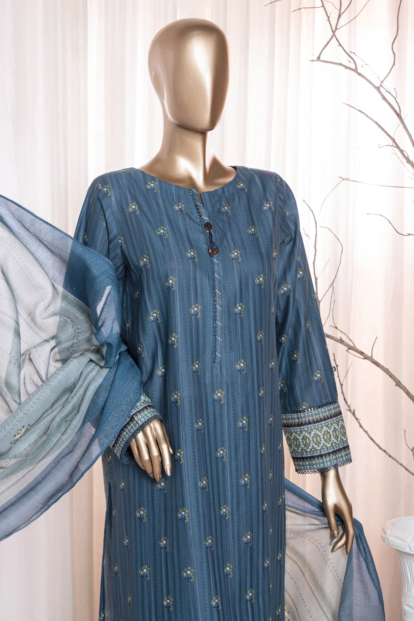 Ninokara Prints By HZ Unstitched 3 Piece Digital Printed Lawn Suit-NP-210 - Image 2