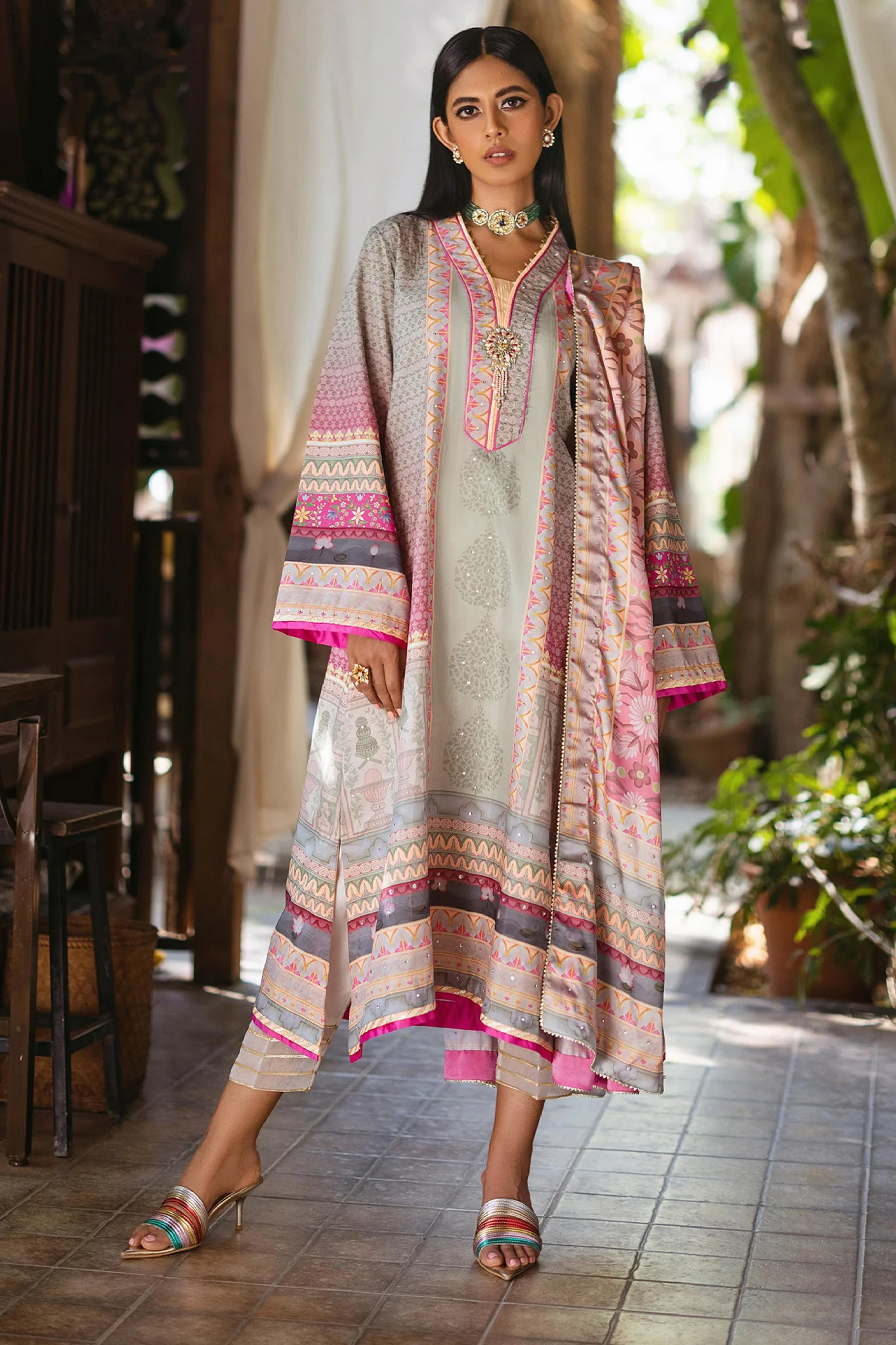 Nirvana By Mushq Unstitched 3 Piece Silk Edit Suit-02-Taffy