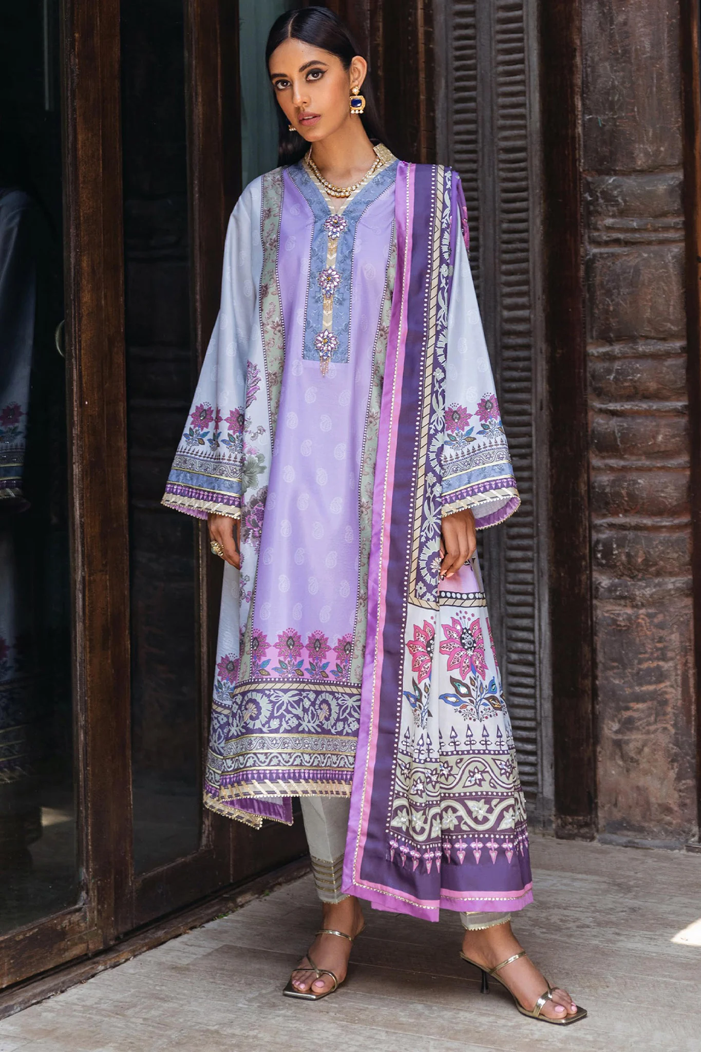 Nirvana By Mushq Unstitched 3 Piece Silk Edit Suit-06-Viola